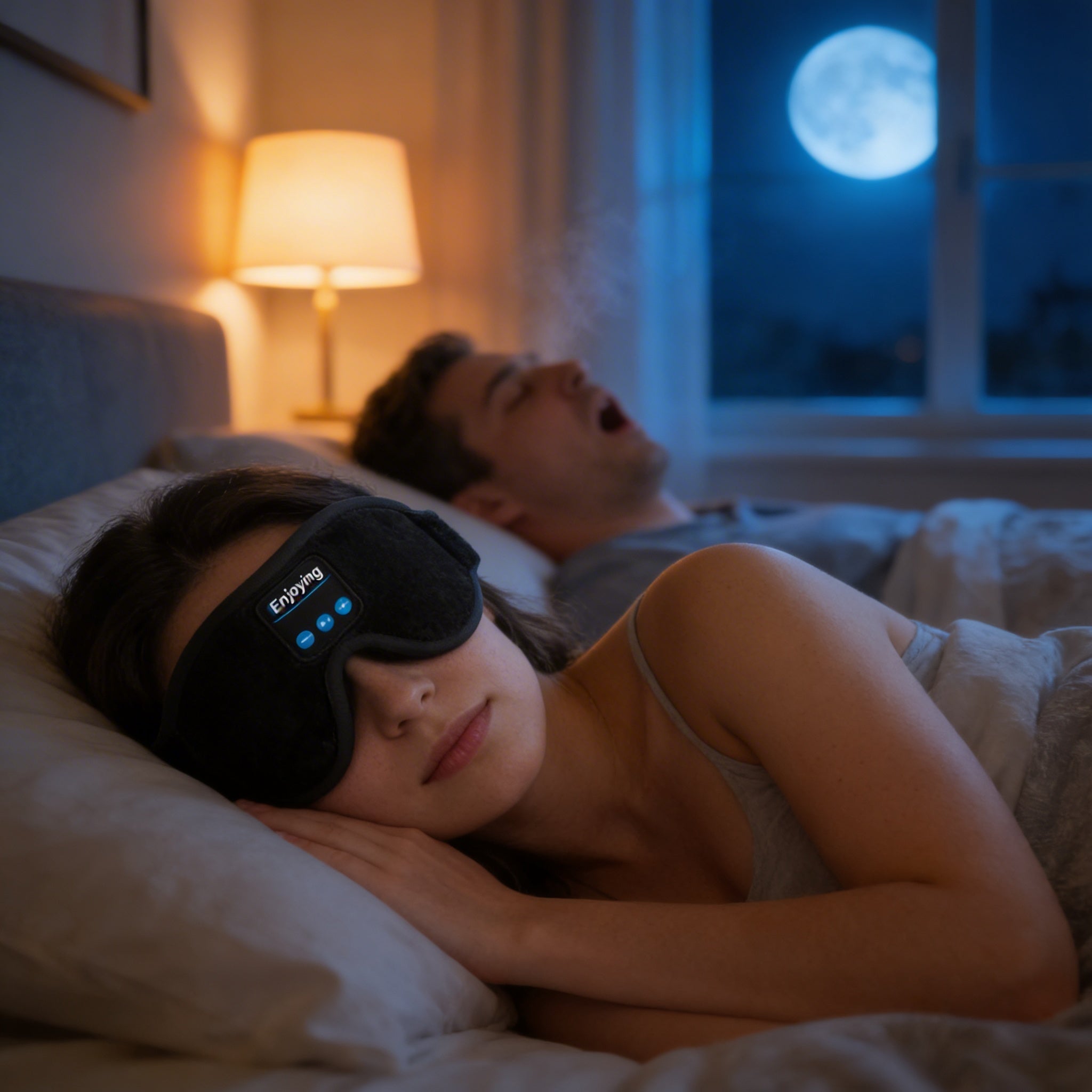 Using the sleep mask next to a snoring partner